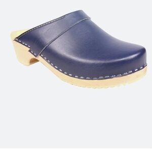 Lotta From Stockholm Blue and Tan Mules Classic Swedish Clogs